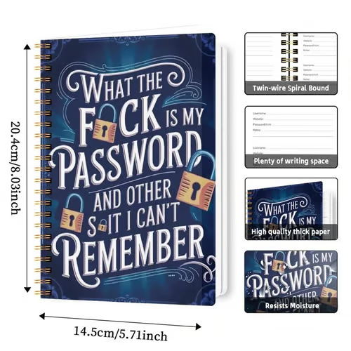 ⏰Last 4 hours📅Funny Password Notebook - Spiral Bound with Lock Icons