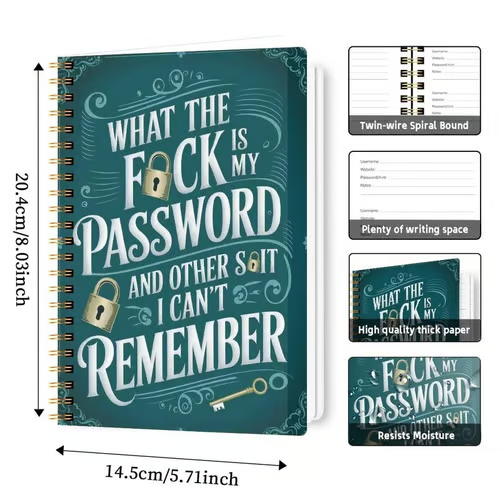 ⏰Last 4 hours📅Funny Password Notebook - Spiral Bound with Lock Icons