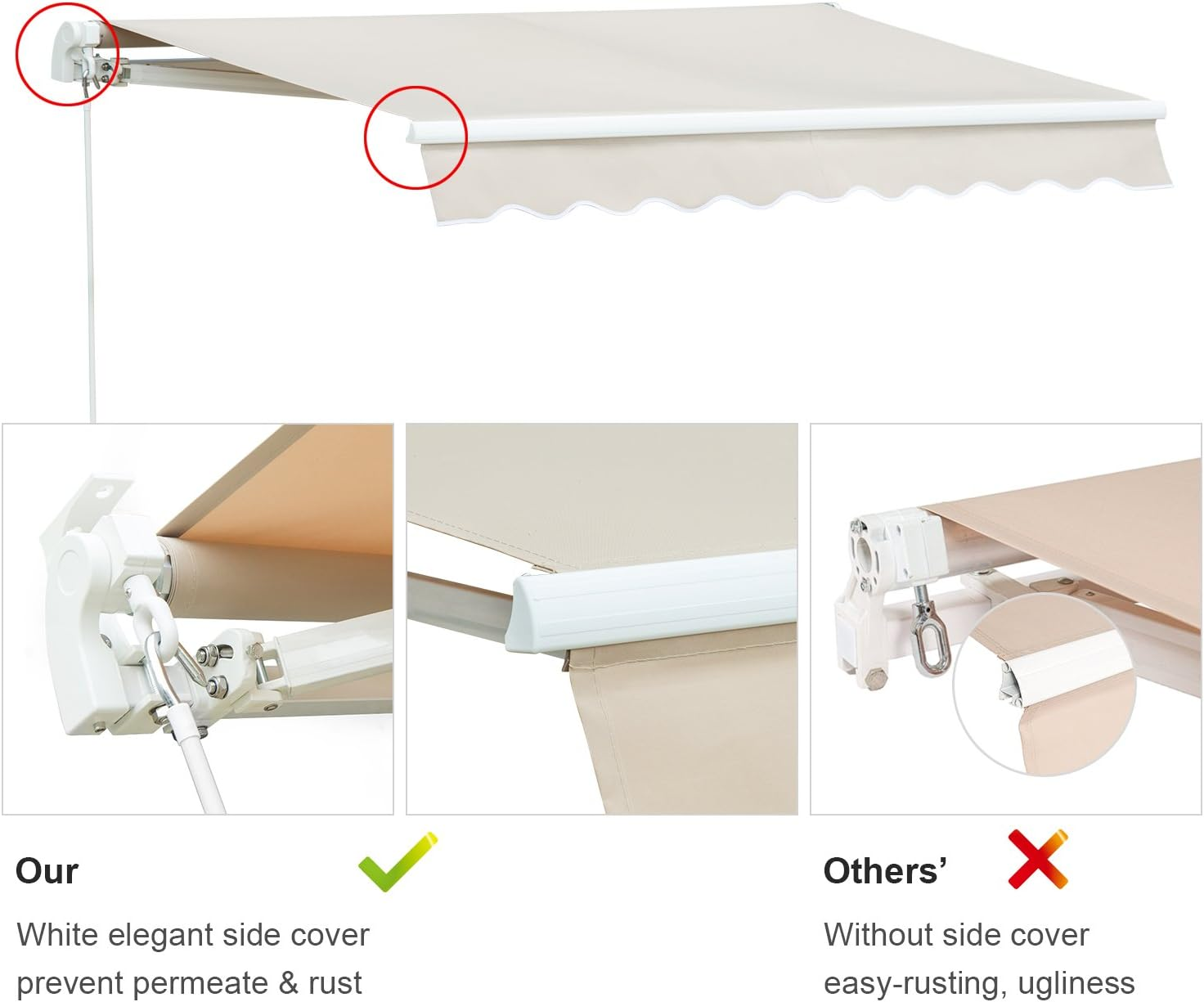 Patio Awning Retractable(12'x10', Beige)